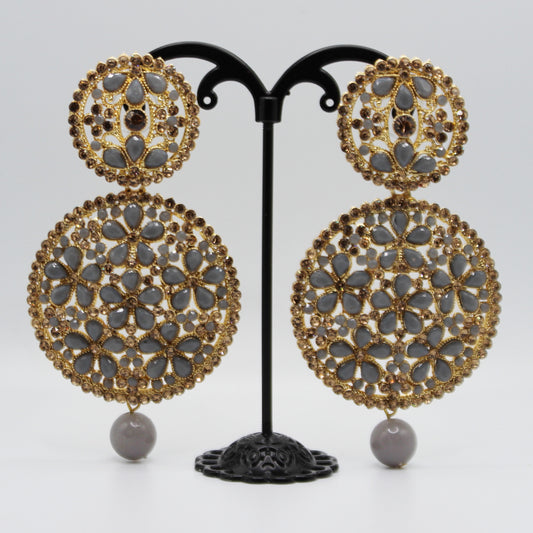 Grey Round Earring