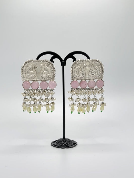 Ranjana Love Birls earrings with Pink Stones